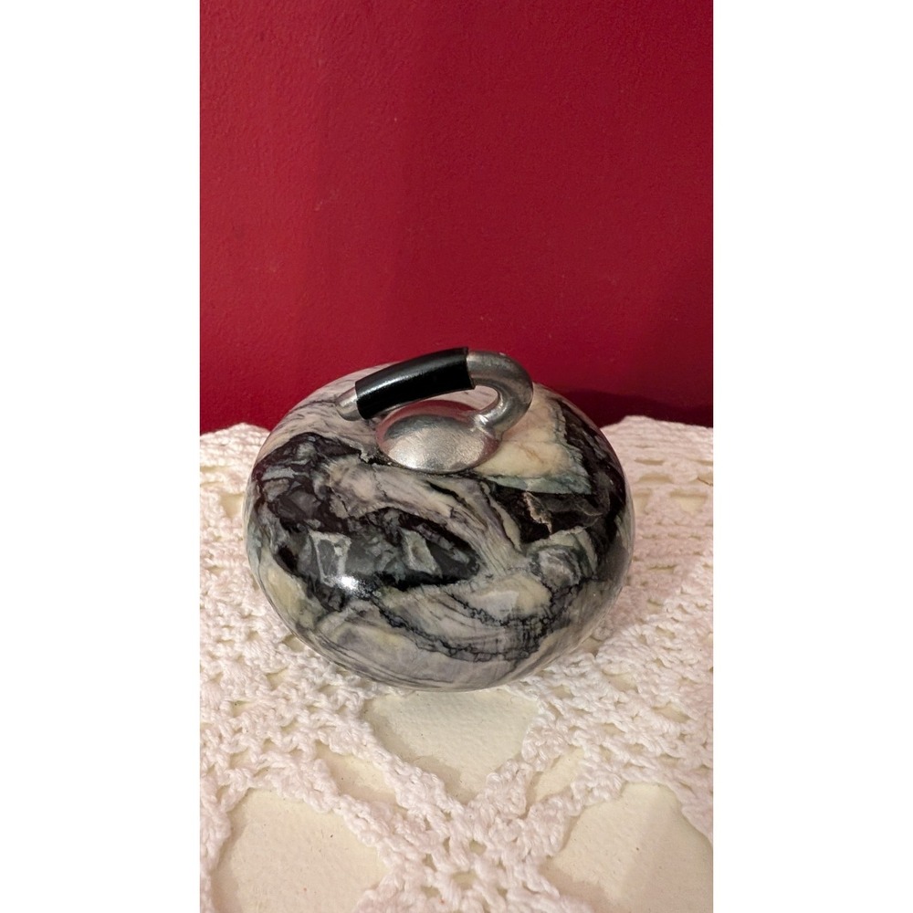Vintage Skye Marble Curling Stone Paperweight The Stone House Avoch Scotland